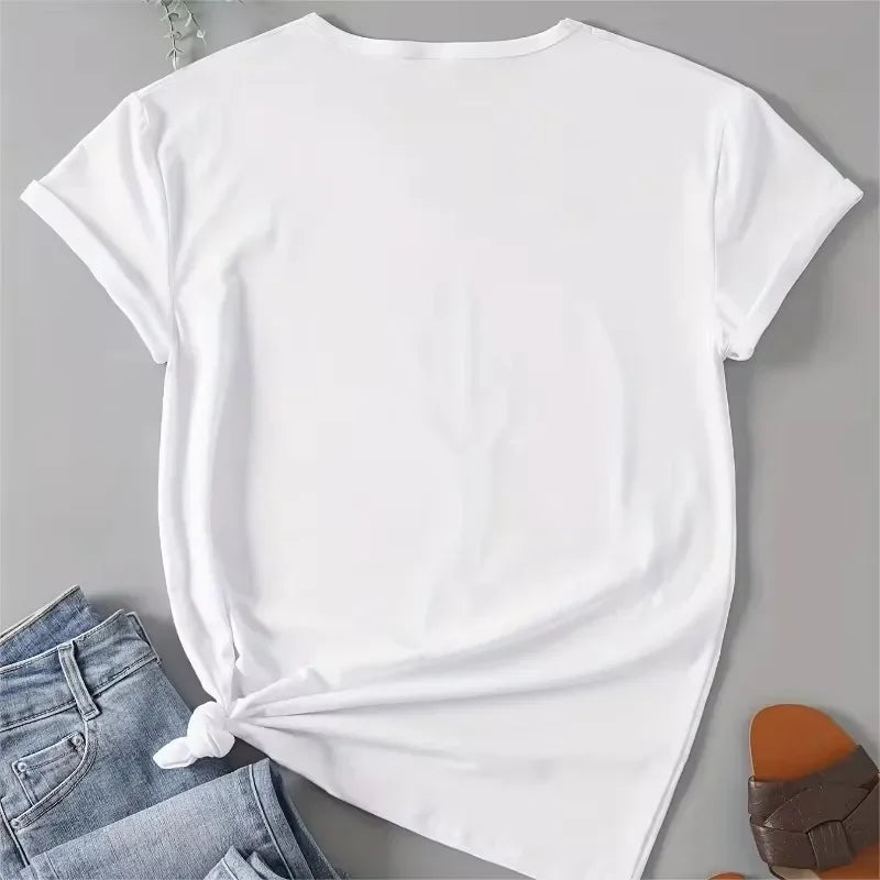 Lovely T-shirt Short Sleeve Ready To Be Album Graphic Printing T-shirt Women