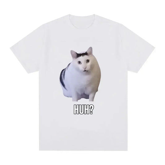 Cat Saying Huh? Funny Women Meme Short Sleeve T-shirt Women