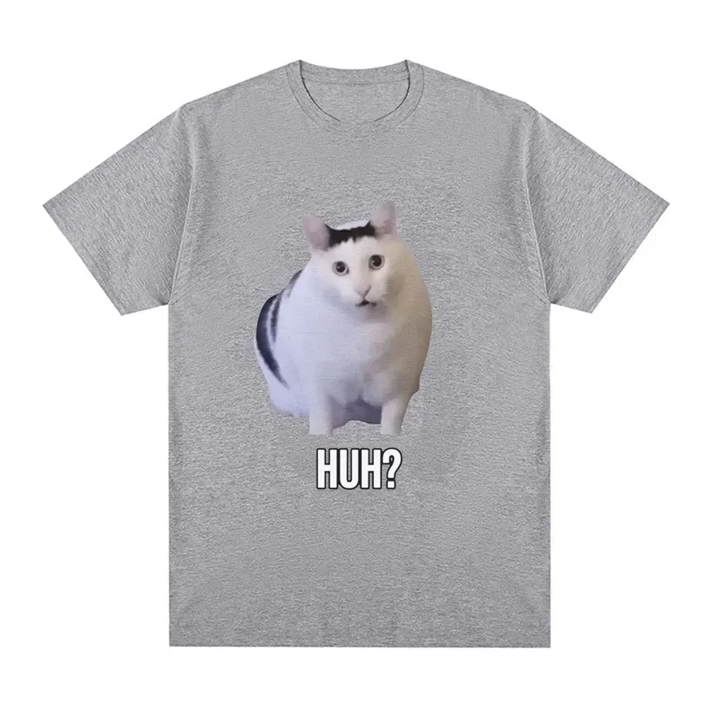 Cat Saying Huh? Funny Women Meme Short Sleeve T-shirt Women