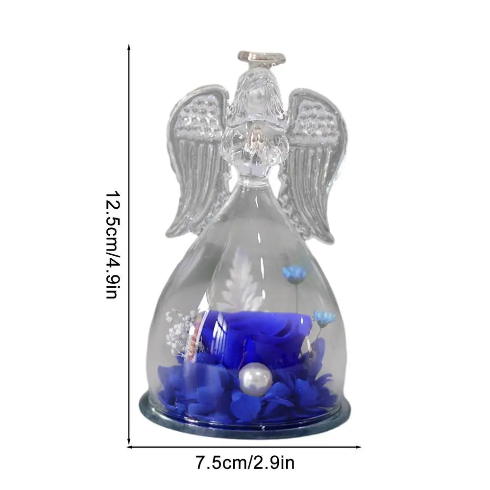 Angel Rose Eternal Flower Angel Glass Romantic Preserved Rose Angel Decor Decorative Angel Statues And Figurines Gifts For Mom