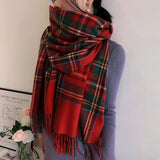 Women's Fashion Scottish Style Tartan Warm Scarf Plaid Soft Long Wrap Shawl Christmas Valentine's Day for Girlfrend Wife Mom