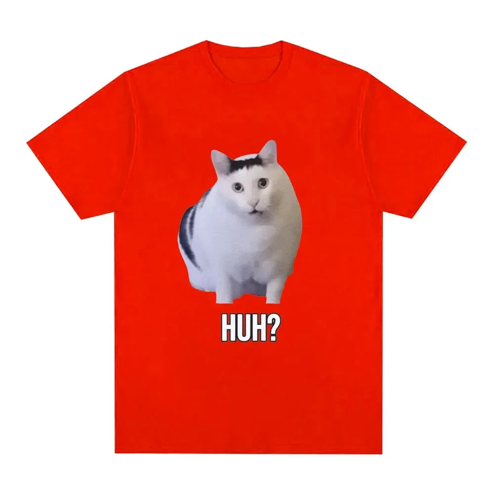 Cat Saying Huh? Funny Women Meme Short Sleeve T-shirt Women